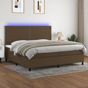 VidaXL Κρεβάτι Boxspring με Στρώμα & LED Σκ.Καφέ 200x200εκ. Υφασμάτινο