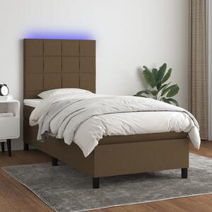 VidaXL Κρεβάτι Boxspring με Στρώμα & LED Σκ.Καφέ 80x200 εκ. Υφασμάτινο