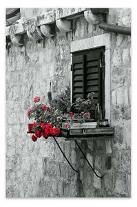 Πίνακας σε καμβά "Window with Flowers" Megapap ψηφιακής εκτύπωσης 50x75x3εκ