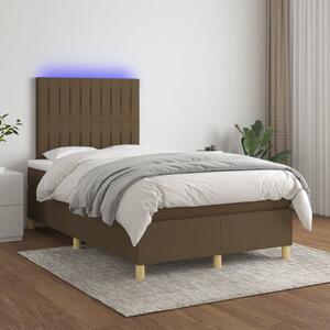 VidaXL Κρεβάτι Boxspring με Στρώμα & LED Σκ.Καφέ 120x200 εκ Υφασμάτινο