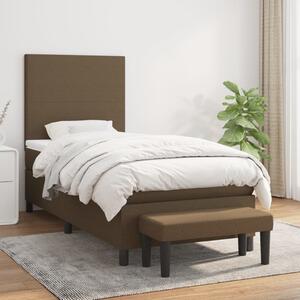 VidaXL Κρεβάτι Boxspring με Στρώμα Σκούρο Καφέ 90x190 εκ. Υφασμάτινο