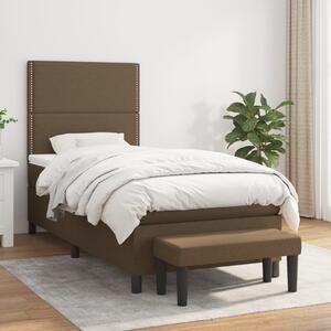 VidaXL Κρεβάτι Boxspring με Στρώμα Σκούρο Καφέ 100x200 εκ. Υφασμάτινο