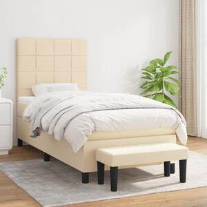 VidaXL Κρεβάτι Boxspring με Στρώμα Κρεμ 90x200 εκ.Υφασμάτινο