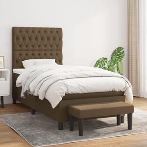 VidaXL Κρεβάτι Boxspring με Στρώμα Σκούρο Καφέ 100x200 εκ. Υφασμάτινο