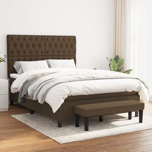 VidaXL Κρεβάτι Boxspring με Στρώμα Σκούρο Καφέ 140x190 εκ. Υφασμάτινο