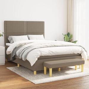 VidaXL Κρεβάτι Boxspring με Στρώμα Taupe 140x190 εκ. Υφασμάτινο