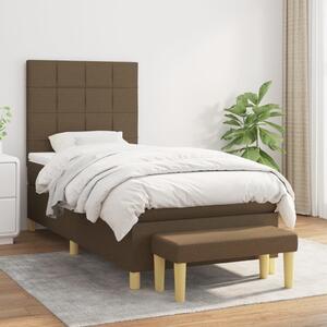 VidaXL Κρεβάτι Boxspring με Στρώμα Σκούρο Καφέ 100x200 εκ. Υφασμάτινο