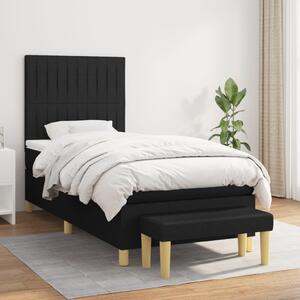 VidaXL Κρεβάτι Boxspring με Στρώμα Μαύρο 90x190 εκ.Υφασμάτινο