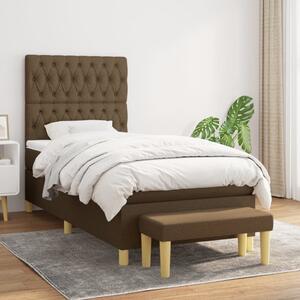 VidaXL Κρεβάτι Boxspring με Στρώμα Σκούρο Καφέ 90x190 εκ. Υφασμάτινο