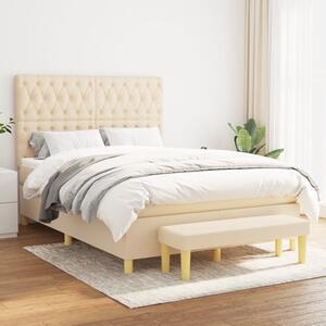 VidaXL Κρεβάτι Boxspring με Στρώμα Κρεμ 140x190 εκ. Υφασμάτινο