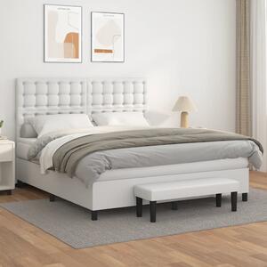 VidaXL Κρεβάτι Boxspring με Στρώμα Λευκό 160x200εκ.από Συνθετικό Δέρμα