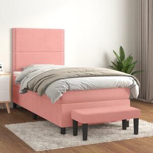 VidaXL Κρεβάτι Boxspring με Στρώμα Ροζ 90x190 εκ. Βελούδινο