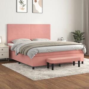 VidaXL Κρεβάτι Boxspring με Στρώμα Ροζ 180x200 εκ. Βελούδινο