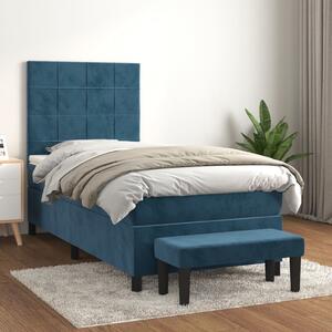 VidaXL Κρεβάτι Boxspring με Στρώμα Σκούρο Μπλε 100x200 εκ. Βελούδινο