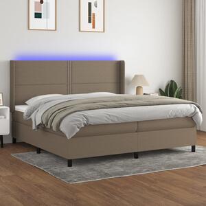 VidaXL Κρεβάτι Boxspring με Στρώμα & LED Taupe 200x200 εκ. Υφασμάτινο