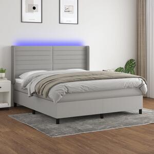 VidaXL Κρεβάτι Boxspring με Στρώμα & LED Αν.Γκρι 160x200εκ. Υφασμάτινο