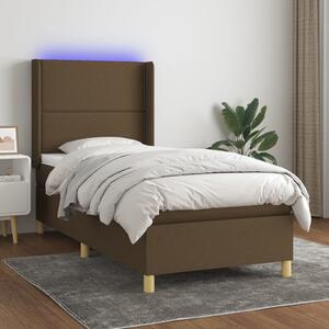 VidaXL Κρεβάτι Boxspring με Στρώμα & LED Taupe 90x200 εκ. Υφασμάτινο