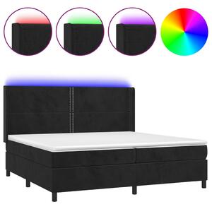 VidaXL Κρεβάτι Boxspring με Στρώμα & LED Μαύρο 200x200 εκ. Βελούδινο