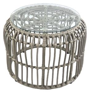 ΤΡΑΠΕΖΑΚΙ ΚΗΠΟΥ ARTELIBRE ALBIUS ΓΚΡΙ RATTAN/ΜΕΤΑΛΛΟ/ΓΥΑΛΙ Φ50X35CM