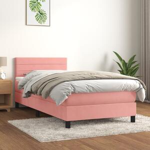 VidaXL Κρεβάτι Boxspring με Στρώμα Ροζ 100x200 εκ. Βελούδινο