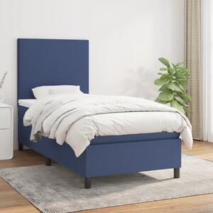 VidaXL Κρεβάτι Boxspring με Στρώμα Μπλε 90x190 εκ.Υφασμάτινο