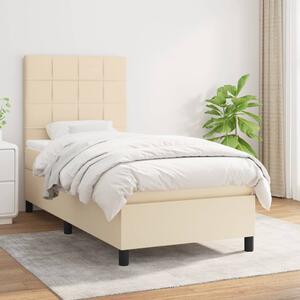 VidaXL Κρεβάτι Boxspring με Στρώμα Κρεμ 90x200 εκ.Υφασμάτινο