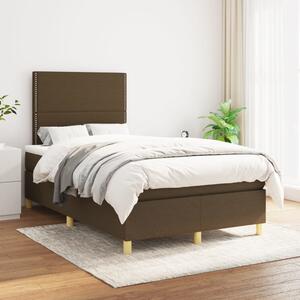 VidaXL Κρεβάτι Boxspring με Στρώμα Σκούρο Καφέ 120x200 εκ. Υφασμάτινο