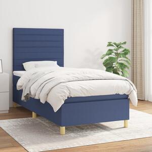 VidaXL Κρεβάτι Boxspring με Στρώμα Μπλε 90x200 εκ.Υφασμάτινο