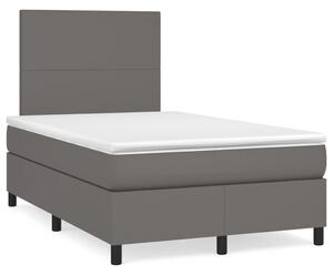 VidaXL Κρεβάτι Boxspring με Στρώμα Γκρι 120x190εκ. από Συνθετικό Δέρμα