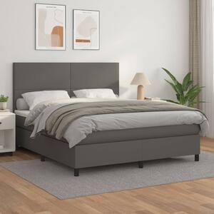 VidaXL Κρεβάτι Boxspring με Στρώμα Γκρι 160x200εκ. από Συνθετικό Δέρμα