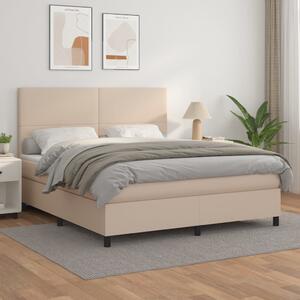 VidaXL Κρεβάτι Boxspring με Στρώμα Καπουτσίνο 160x200εκ.από Συνθ.Δέρμα