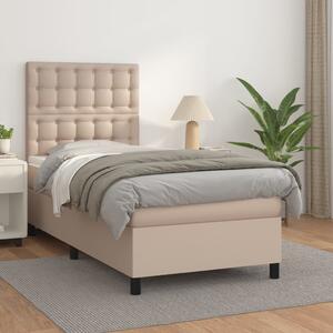 VidaXL Κρεβάτι Boxspring με Στρώμα Καπουτσίνο 80x200 εκ. Συνθ. Δέρμα