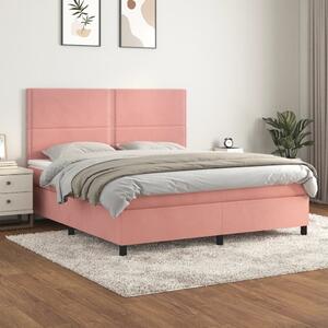 VidaXL Κρεβάτι Boxspring με Στρώμα Ροζ 180x200 εκ. Βελούδινο