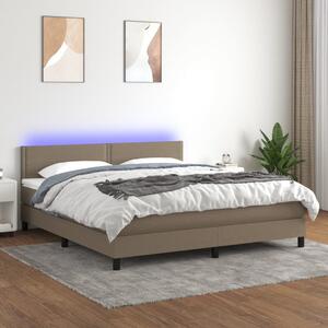 VidaXL Κρεβάτι Boxspring με Στρώμα & LED Taupe 180x200 εκ. Υφασμάτινο