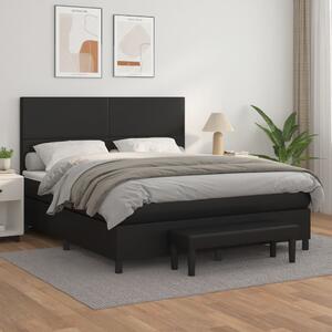 VidaXL Κρεβάτι Boxspring με Στρώμα Μαύρο 160x200εκ.από Συνθετικό Δέρμα