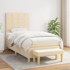 VidaXL Κρεβάτι Boxspring με Στρώμα Κρεμ 90x190 εκ.Υφασμάτινο