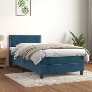 VidaXL Κρεβάτι Boxspring με Στρώμα Σκούρο Μπλε 80 x 200 εκ. Βελούδινο