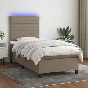 VidaXL Κρεβάτι Boxspring με Στρώμα & LED Taupe 80x200 εκ. Υφασμάτινο