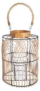 Φανάρι ArteLibre Φυσικό/Μαύρο Rattan/Μέταλλο 33cm