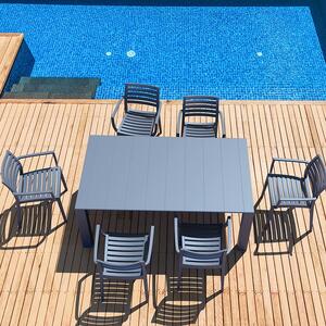 Σετ Τραπεζαρίας 7Τμχ Vegas Artemis Dark Grey 100X180/220Χ75Εκ