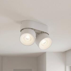 PRIOS Φωτιστικό Rotari basic, 2 λάμπες, λευκό, μήκος 18 εκ., GU10, ρυθμιζόμενος, Λευκό, Σαλόνι / τραπεζαρία, Μέταλλο, σύγχρονο