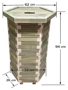 ΞΥΛΙΝΟΣ ΚΑΔΟΣ ΑΠΟΡΡΙΜΜΑΤΩΝ ΕΞΑΓΩΝΟΣ | ΑΝΟΙΧΤΕΣ ΓΩΝΙΕΣ | Δ52X40CM - 60LT-TESIAS WOODEN PRODUCTS