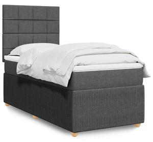 VidaXL Κρεβάτι Boxspring με Στρώμα Σκούρο Γκρι 80x200 εκ. Υφασμάτινο