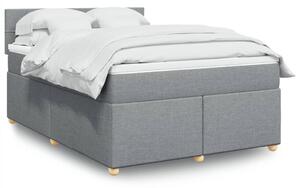 VidaXL Κρεβάτι Boxspring με Στρώμα Ανοιχτό Γκρι 140x190 εκ. Υφασμάτινο