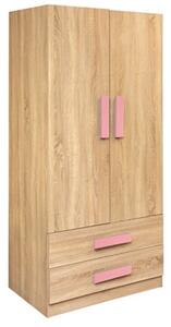 Ντουλάπα Δίφυλλη Playroom Sonama-Pink HM335+HM336.02 80X50X180εκ