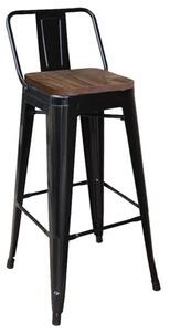 Σκαμπό Bar Με Πλάτη Relix Ε5208,1Μ Wood Dark Oak Μαύρο Matte 44x44 H.100 cm