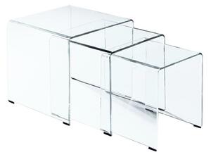 Σετ-3 Τραπεζάκια Glasser Clear ΕΜ725,1 Γυαλί 10mm 42x42x42cm