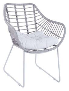 Πολυθρόνα Μεταλλική HM5300.02 Με Wicker Grey - White