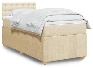 VidaXL Κρεβάτι Boxspring με Στρώμα Κρεμ 90x200 εκ.Υφασμάτινο