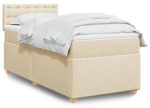 VidaXL Κρεβάτι Boxspring με Στρώμα Κρεμ 90x200 εκ.Υφασμάτινο